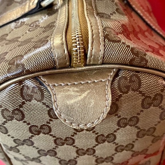 AUTHENTIC GUCCI BOSTON JOY PEWTER BROWN COATED BRONZE BAG - Picture 11 of 15